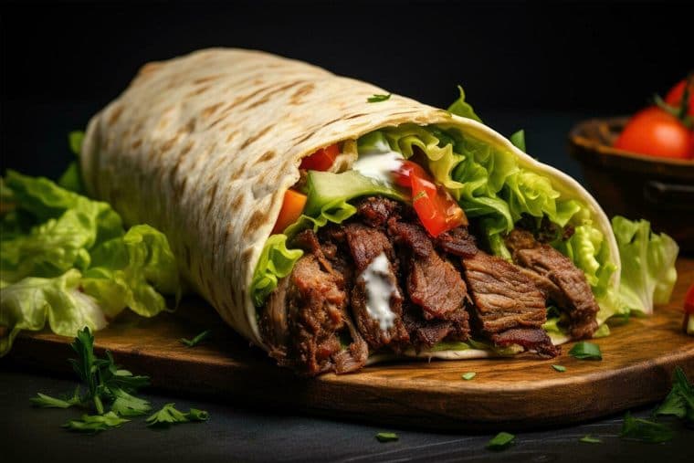 Lamb kebab wrap